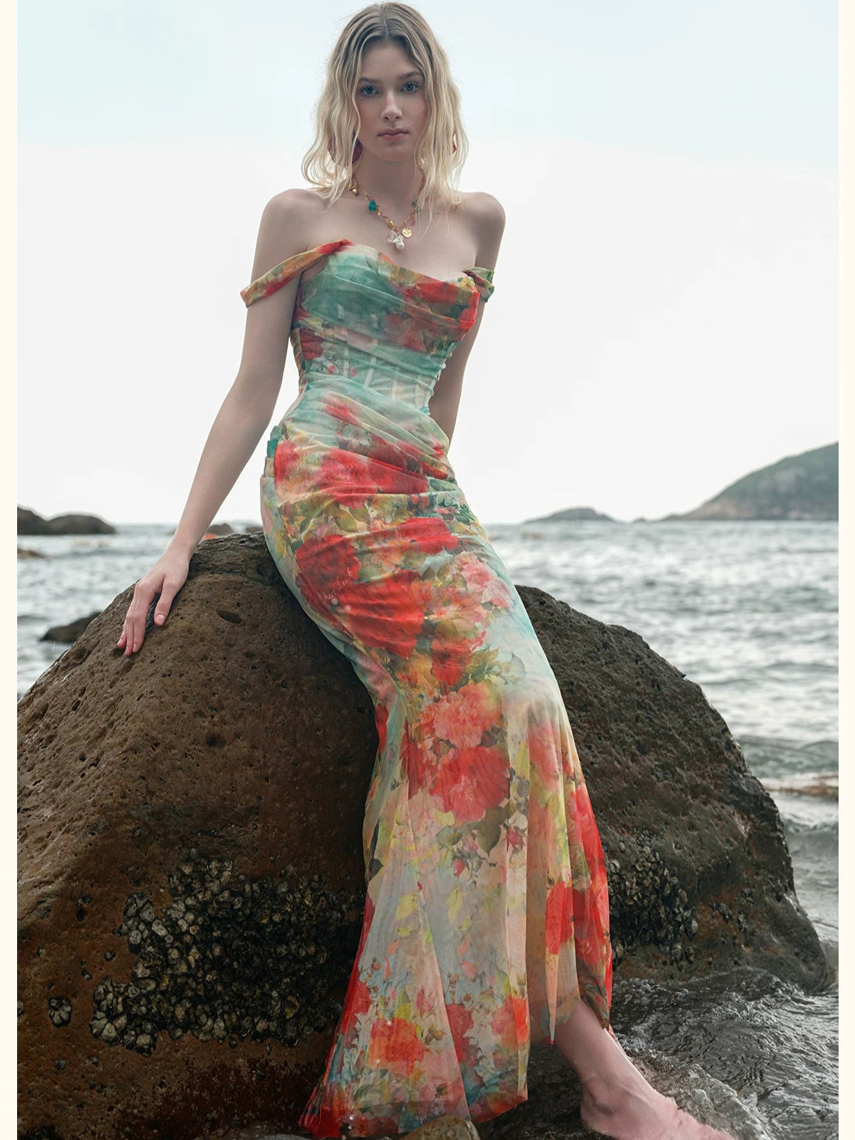 Ruched Mermaid Maxi Dress