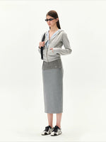 Double Veil Knit Midi Skirt