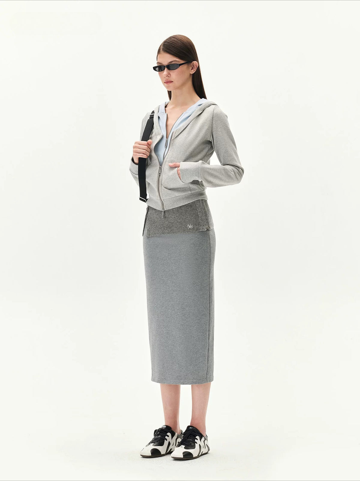 Double Veil Knit Midi Skirt
