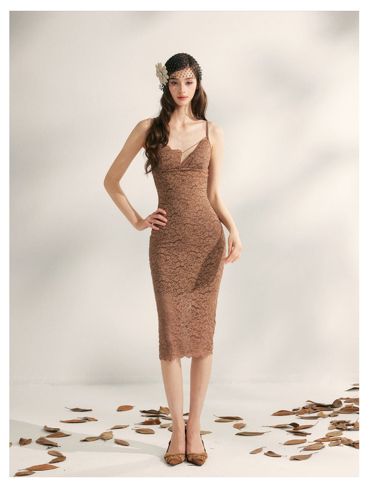 Embroidered Lace Fishtail Dress