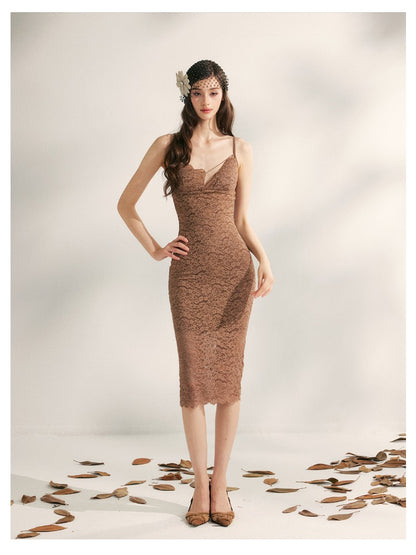 Embroidered Lace Fishtail Dress