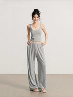 Navy & Gray Striped Tank Pants Set