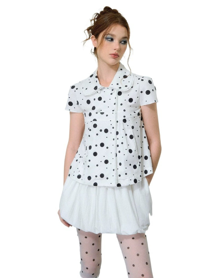 Polka Dot Puff Sleeve Blouse