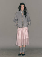 Layered Plaid Wool Blend Jacket