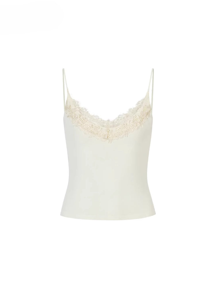 Lace Trim Cropped Cami Top
