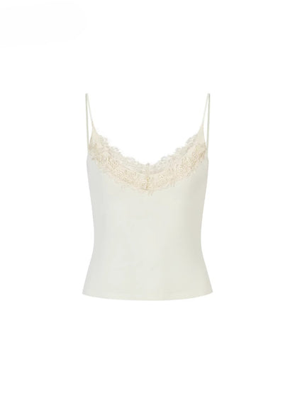 Lace Trim Cropped Cami Top
