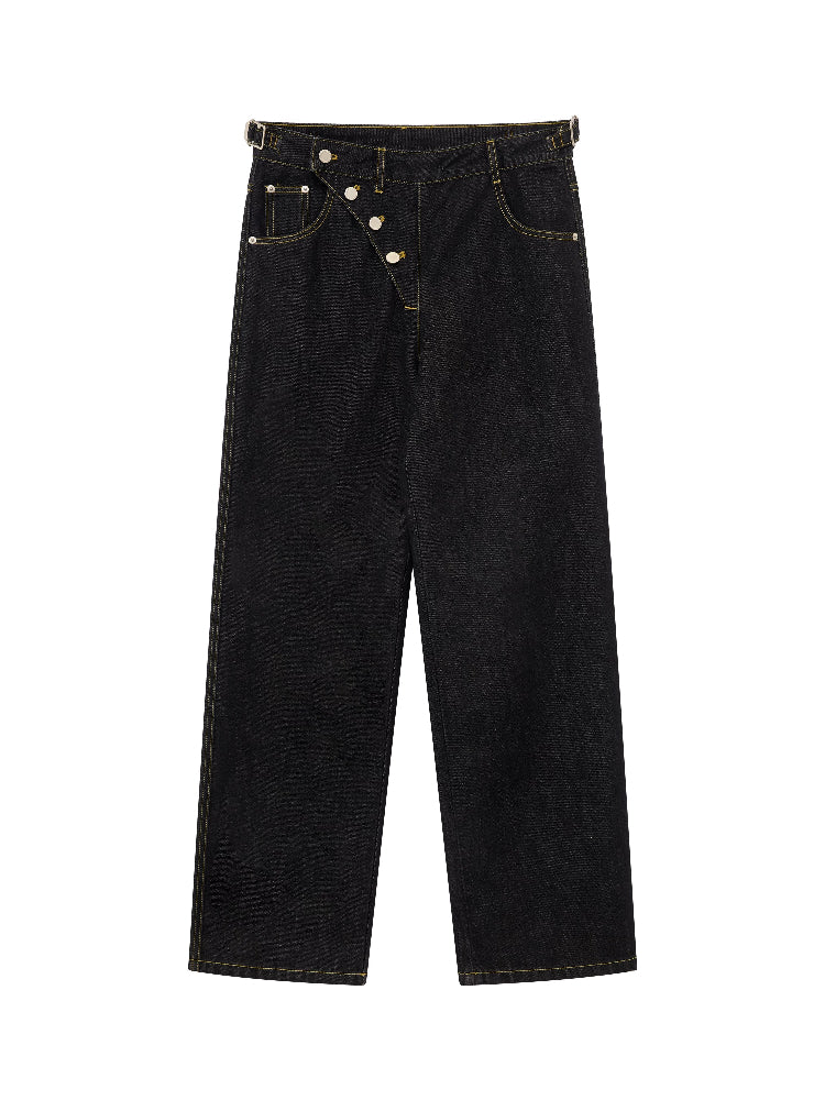 Asymmetrical Raw Denim Jeans