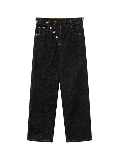 Asymmetrical Raw Denim Jeans