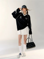 Contrast Bow Long Sleeve Tee