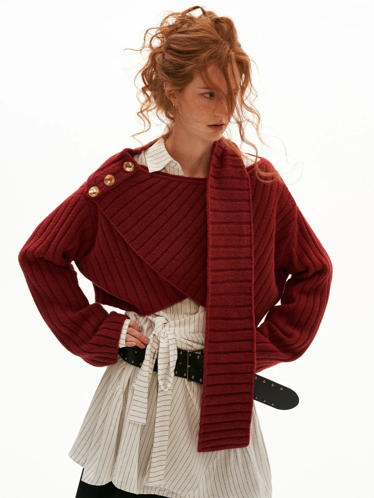 Cross Neck Recycled Knit Sweater
