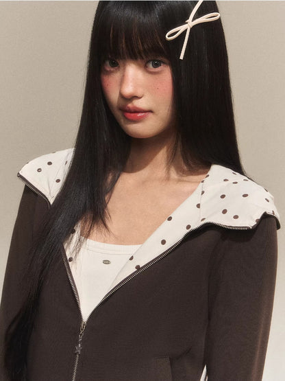 Contrast Polka Waist Flare Pants