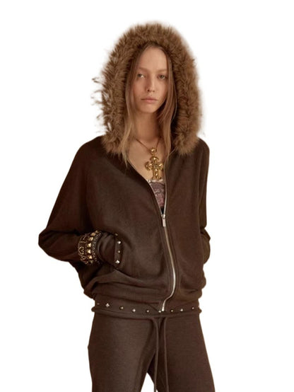 Studded Batwing Hoodie Set