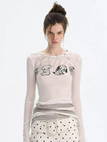 Puppy Print Layered Knit Top