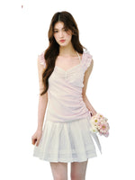 Pink & Blue Layered Ruffle Tee