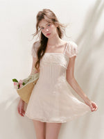 Embroidered Lace-Trim Dress