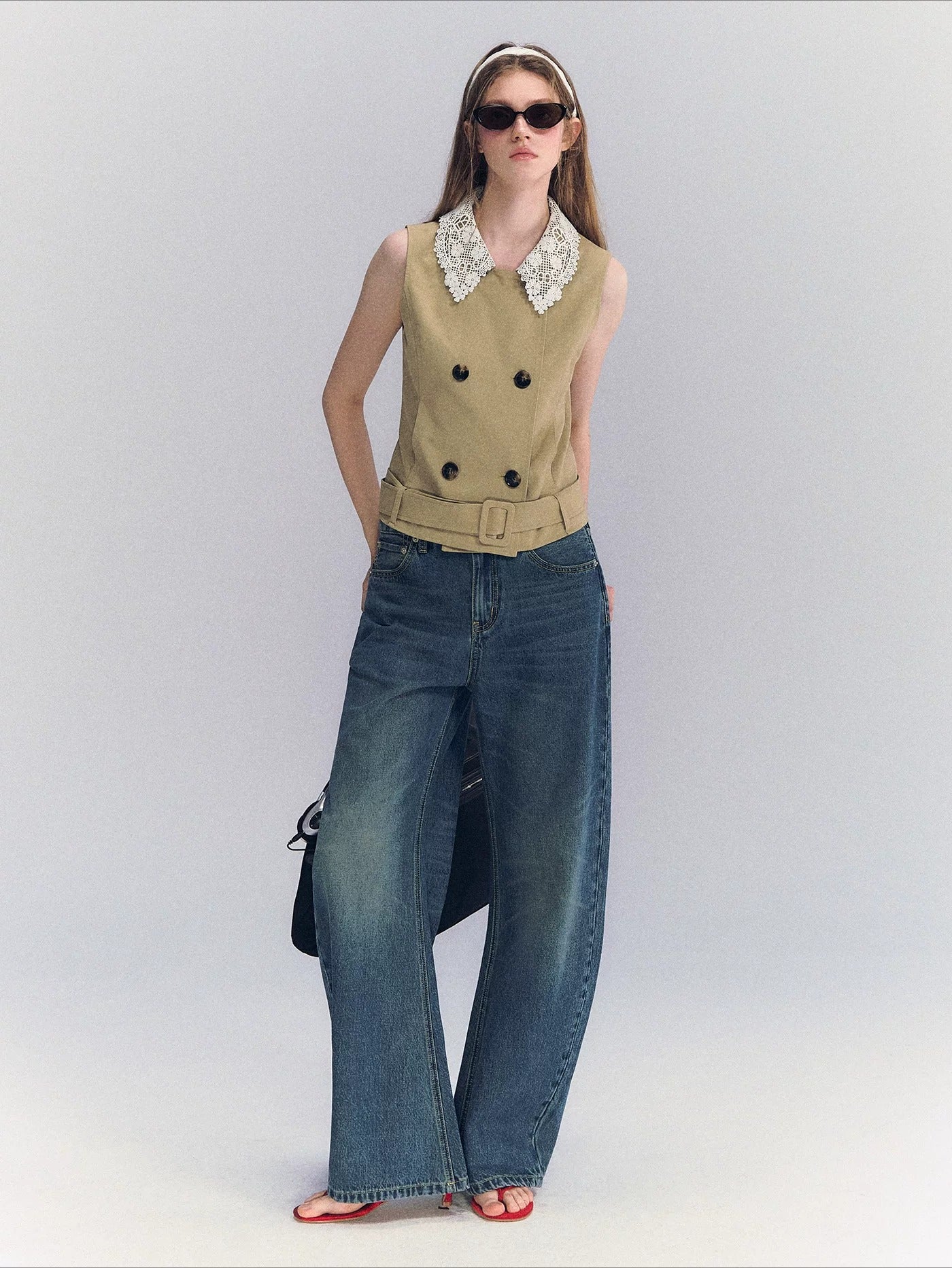 Vintage Washed Wide Leg Jeans