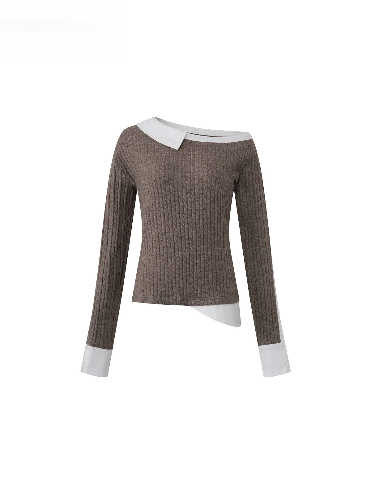 Layered Cable Knit Button Top
