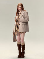 Coffee-Colored Suit Jacket & Skirt Set