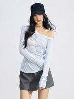 Irregular Off-Shoulder Butterfly T-shirt