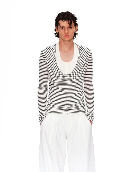 Layered Stripe Drape Top