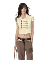 Double Breasted Cropped Polo Shirt