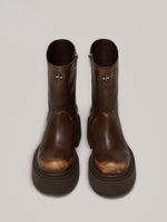 Compass Mode Leather Riding Boots Snow Mountain