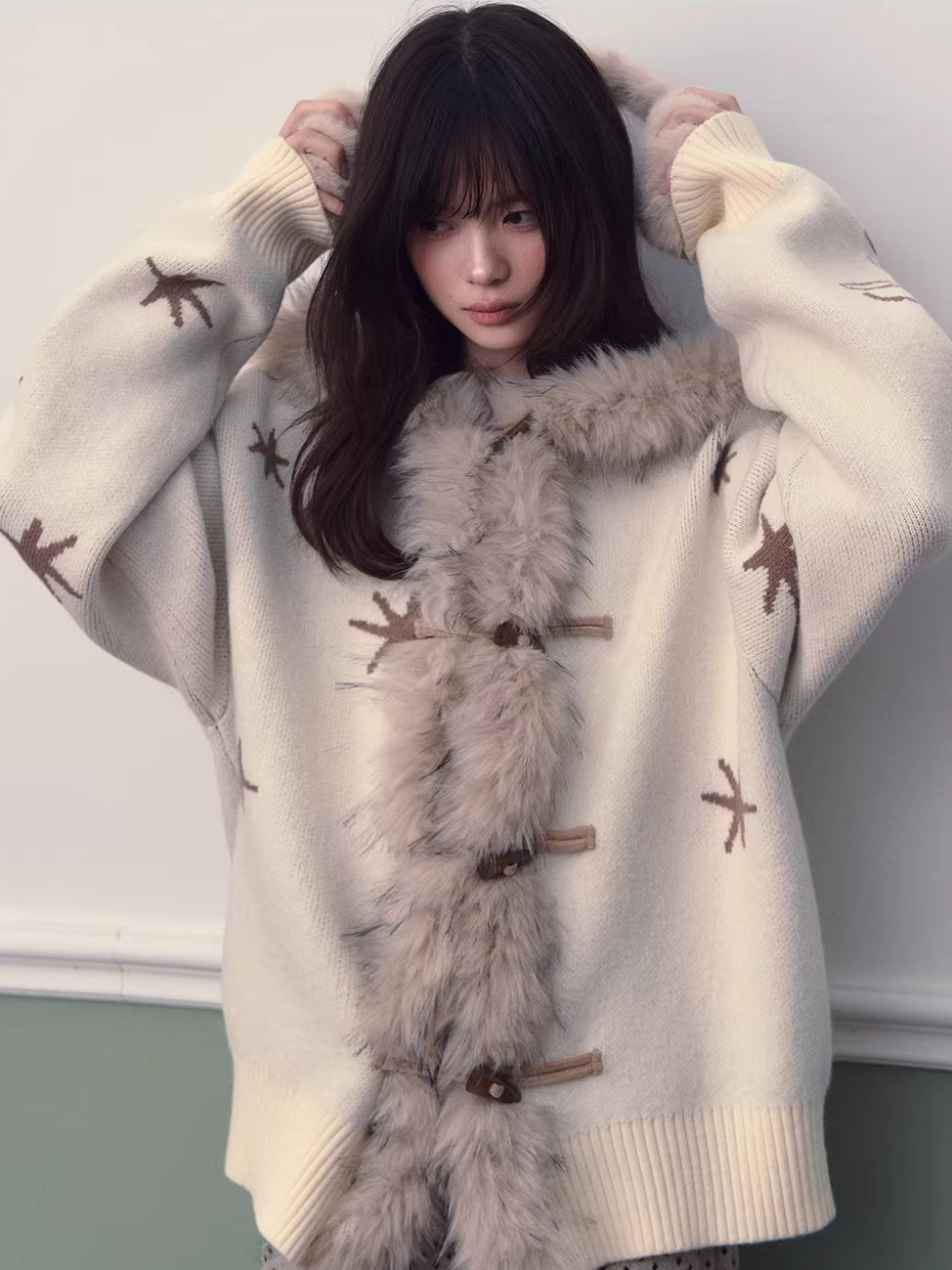 Hooded Toggle Knit Jacket