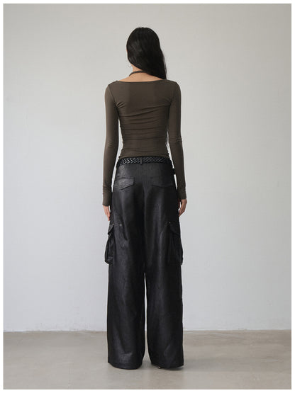 Fake Two-Piece Knit Long-Sleeve Blouse