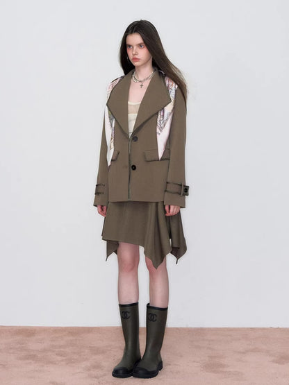 Contrast Tape Lapel Blazer