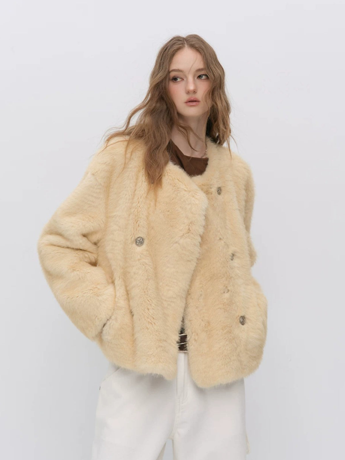 Double-Breasted Faux Fur Jack