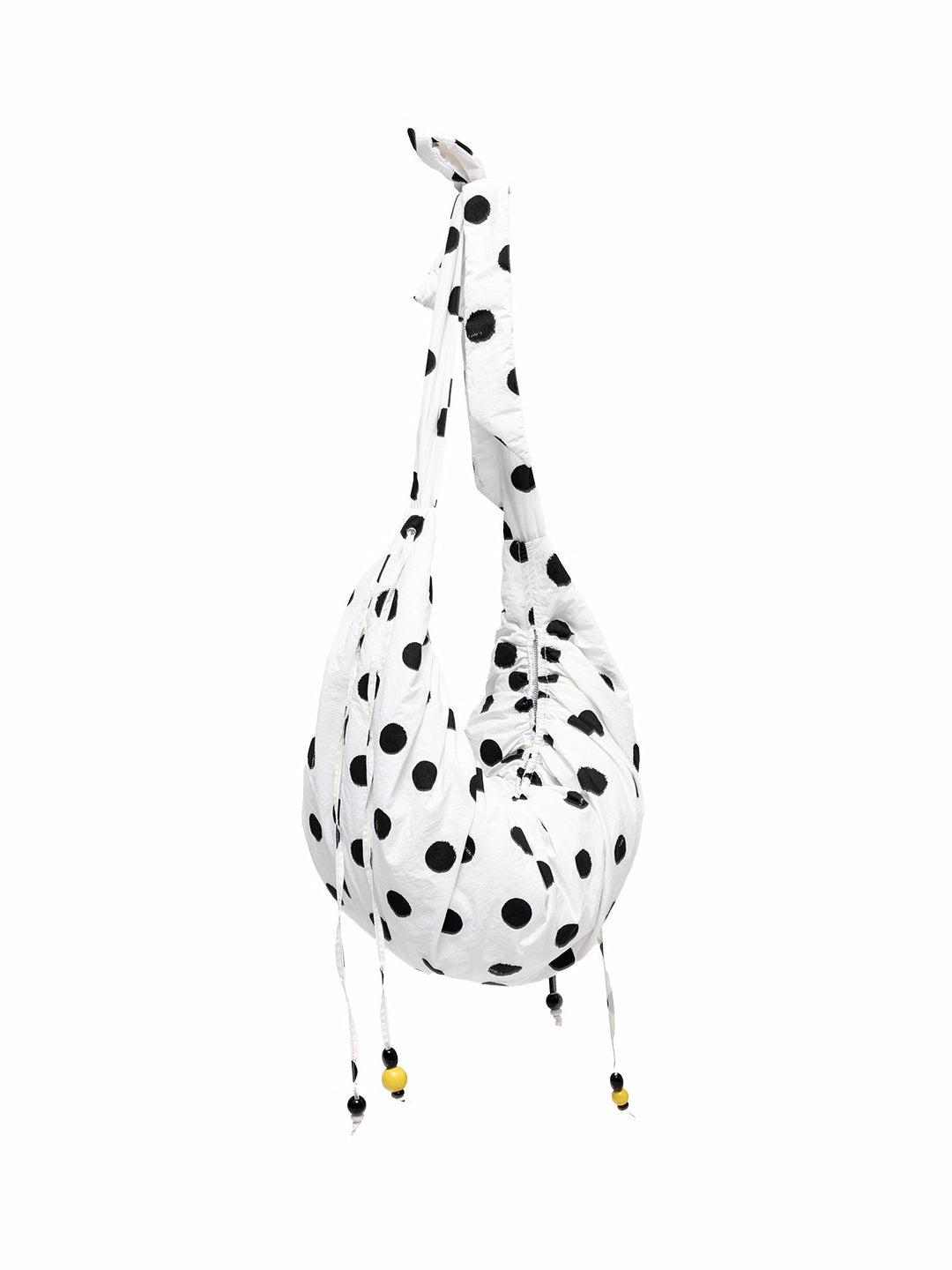 Polka Dot Ruched Dumpling Shoulder Bag