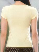 Ruched U-Neck Slim Tee