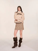 Sequined Contrast Waist Tweed Mini Skirt