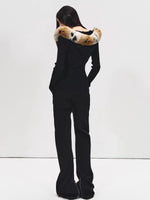 Detachable Faux Fur Collar Cardigan