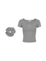 Lace Backless U Neck Tee