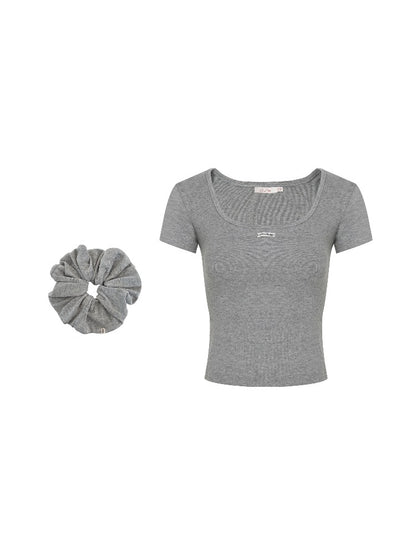 Lace Backless U Neck Tee