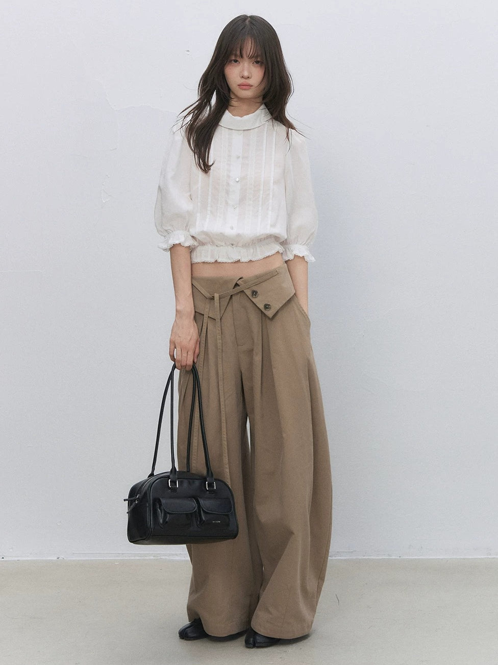 White Lace Ruffle Blouse