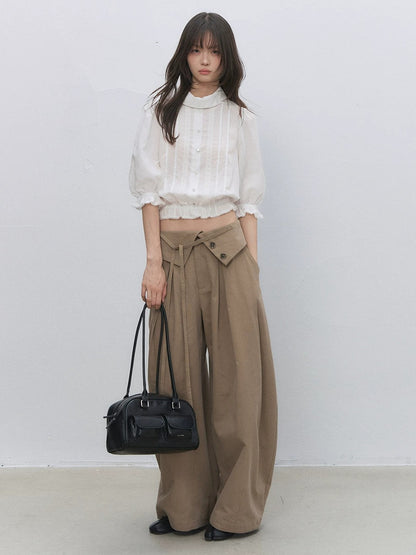 White Lace Ruffle Blouse