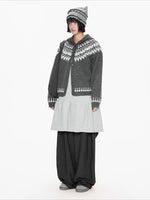 Fair Isle Hooded Knit Cardigan