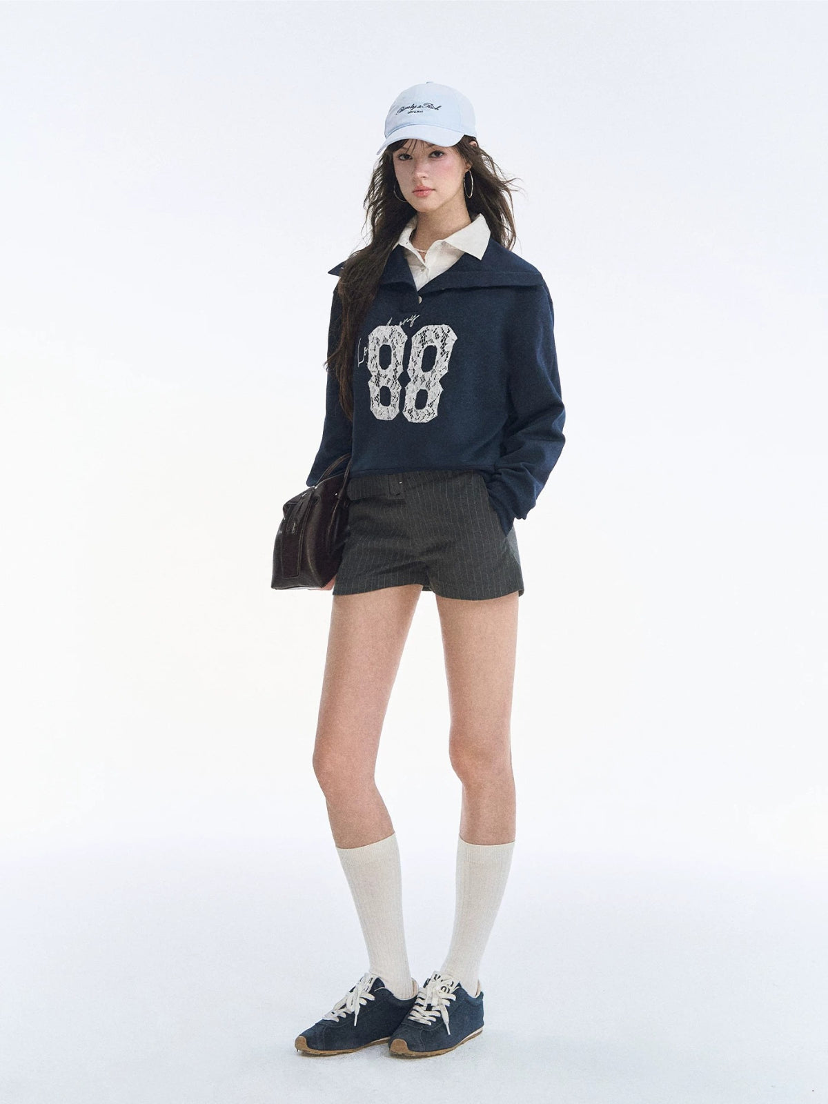 Vintage Lace Collar Embroidered Sweatshirt