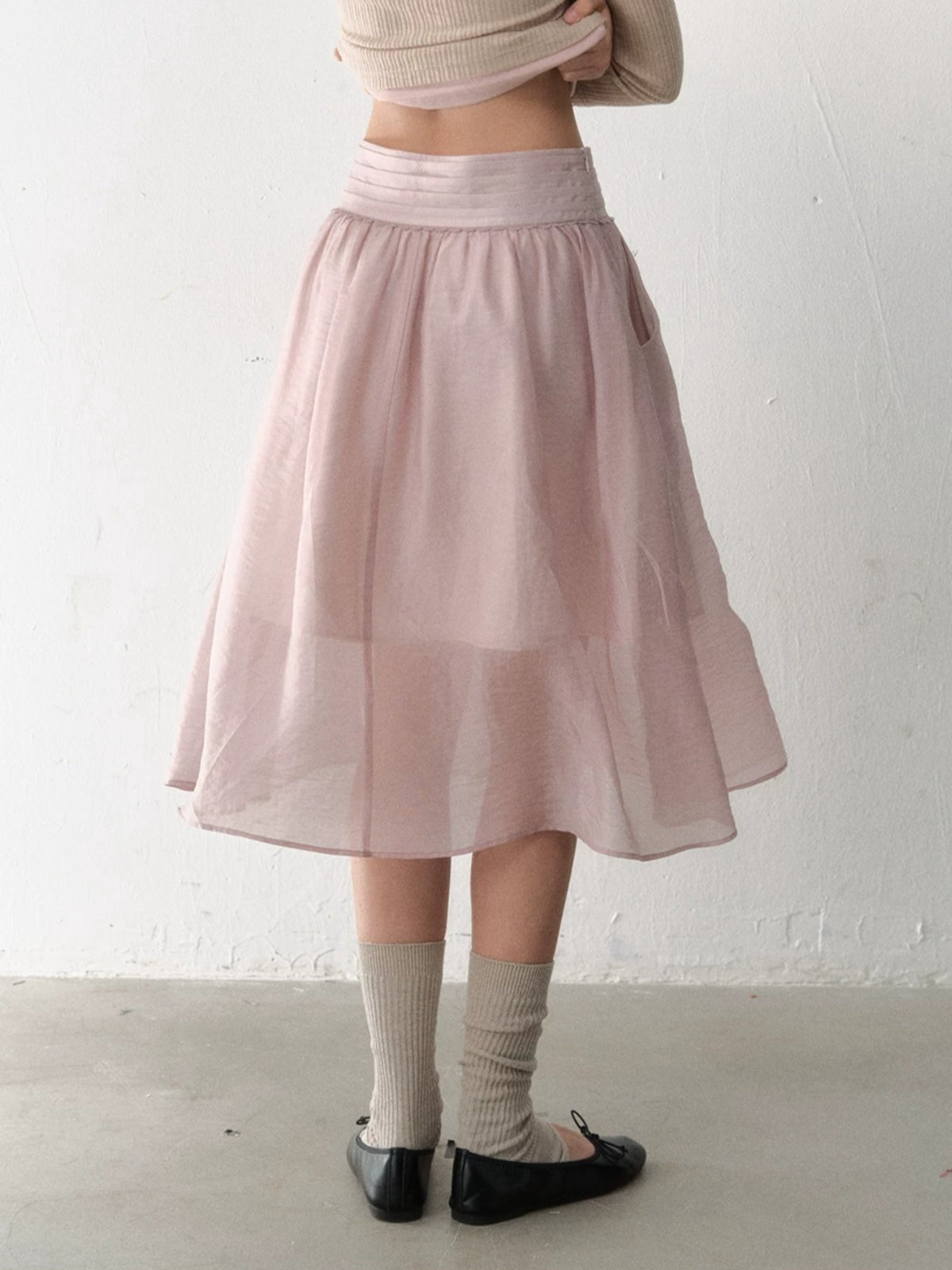 Vintage Layered Pleated Midi Skirt