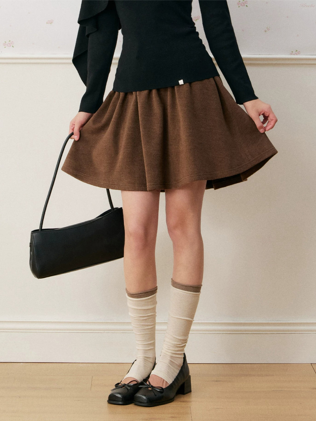 Wool Blend Plaid Waist Skirt