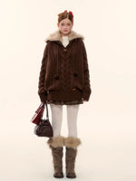 Detachable Collar Cable Knit Sweater