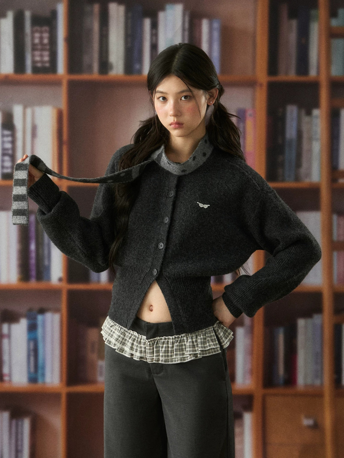 Retro Striped Knit Button Cardigan