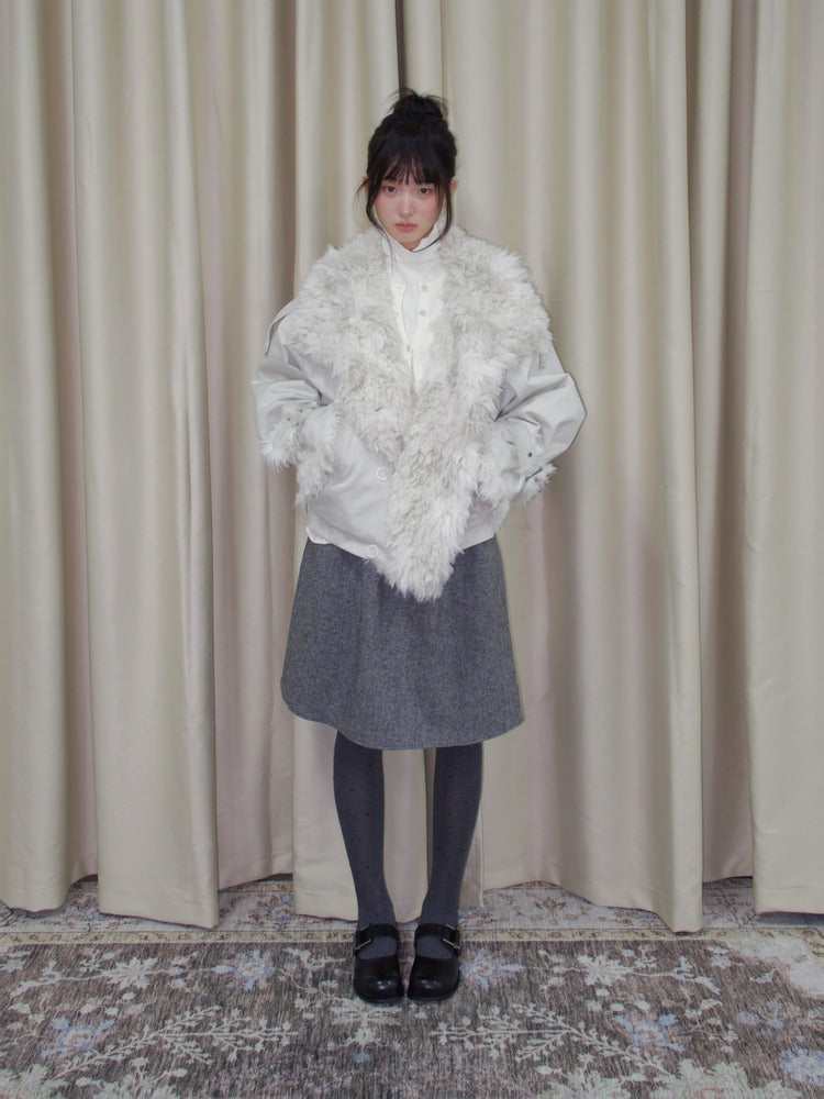 Wool Blend Pleated A-Line Skirt