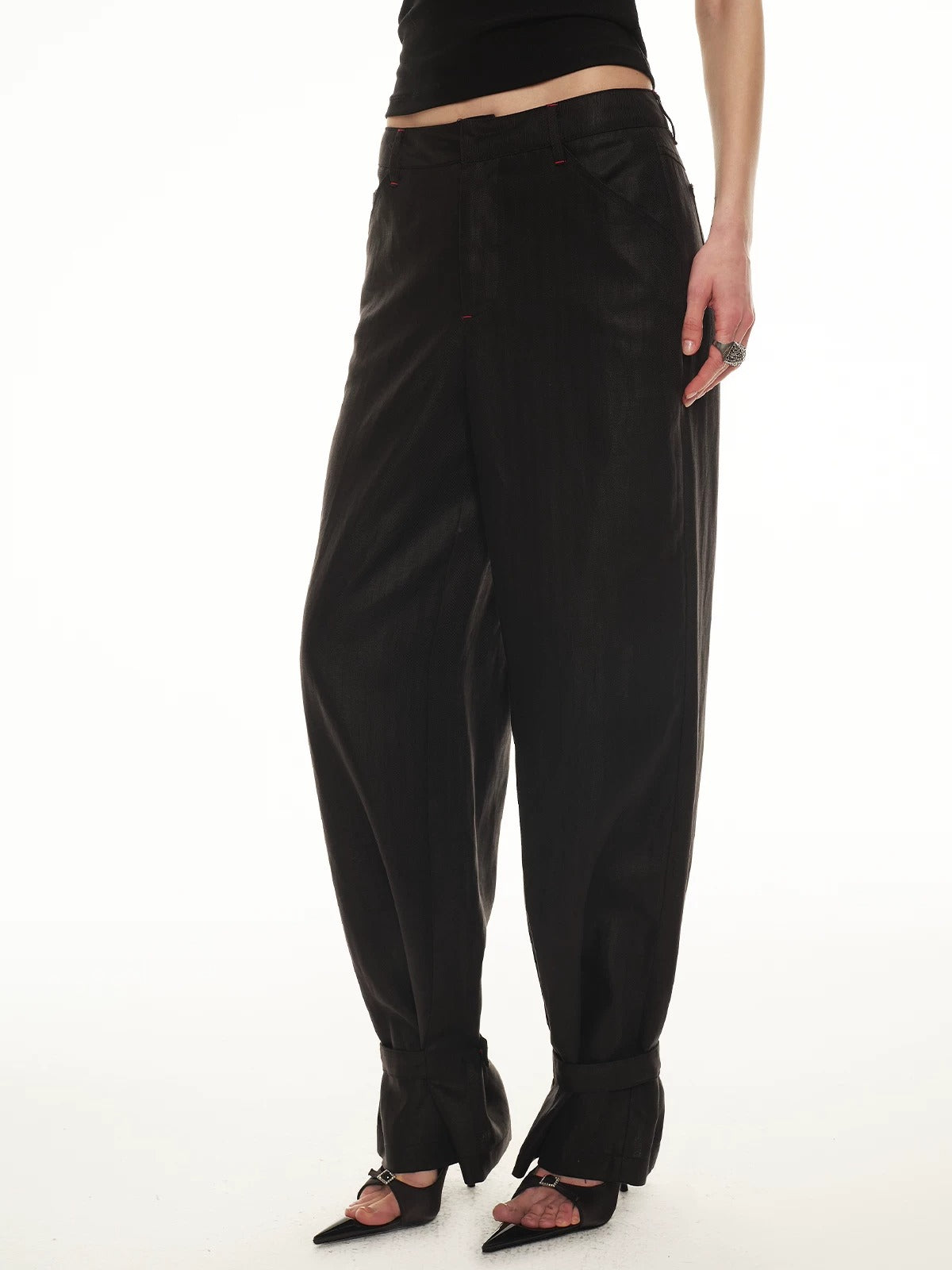 Contrast Stitch Cuff Pants