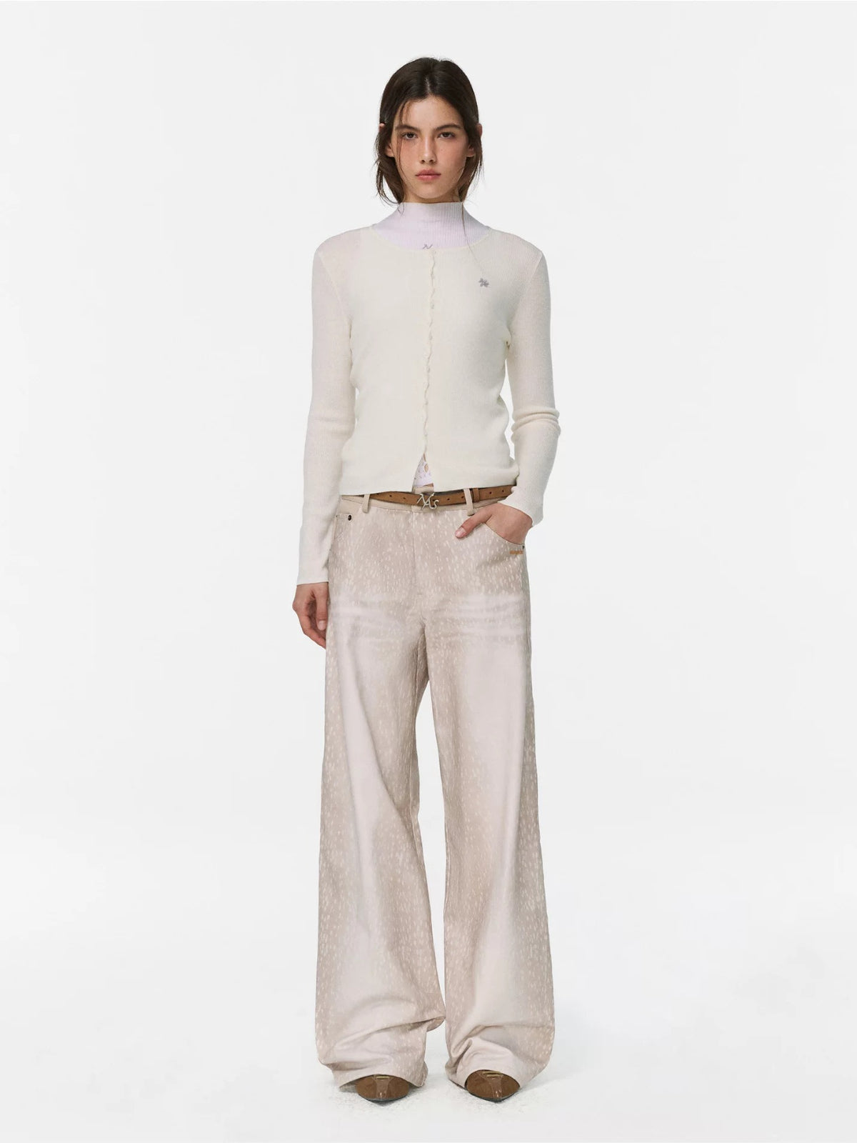 Deer Print Straight Leg Pants