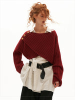 Cross Neck Recycled Knit Sweater
