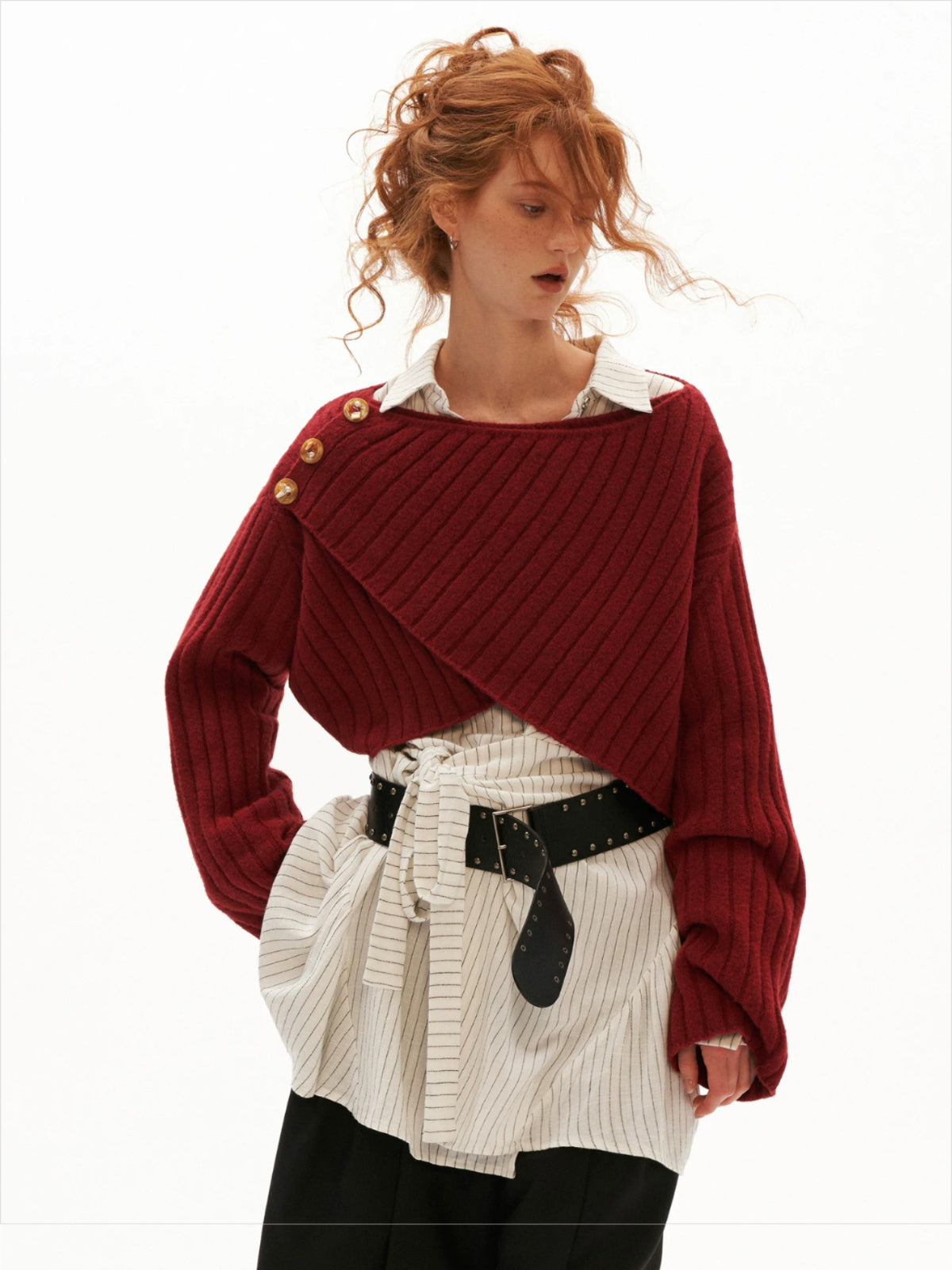Cross Neck Recycled Knit Sweater