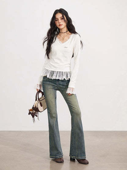 Off-white Lace V-Neck T-shirt